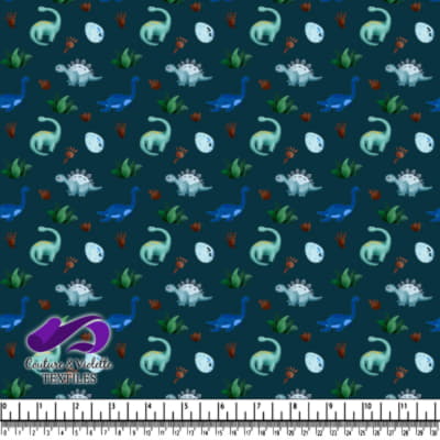 Motif de Joli Dinosaure avec Oeufs et Empreintes