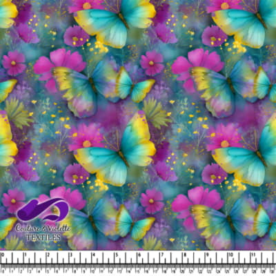 Butterflies Dancing Over Purple Blossoms