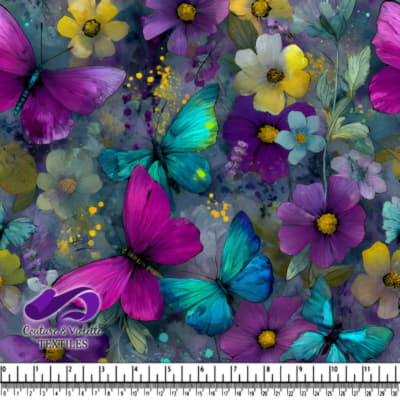 Colorful Butterflies and Flowers Garden