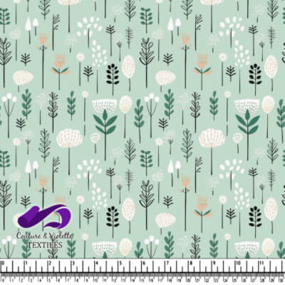 Simple Floral Pattern on Mint Green Background