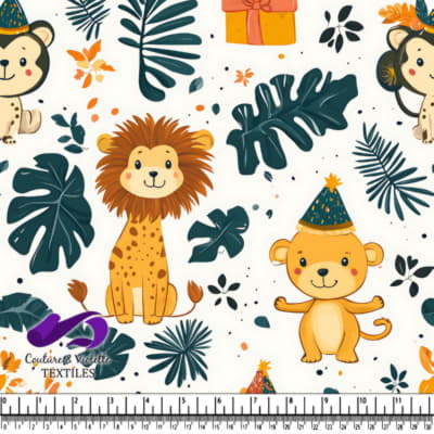 Cute Jungle Animals Pattern with Leaves