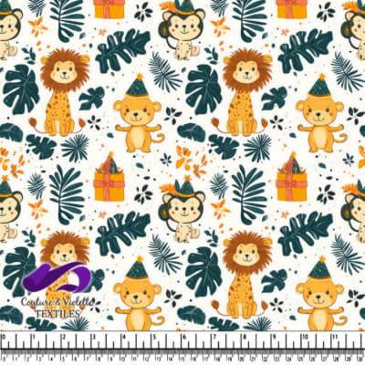 Cute Jungle Animals Pattern with Leaves