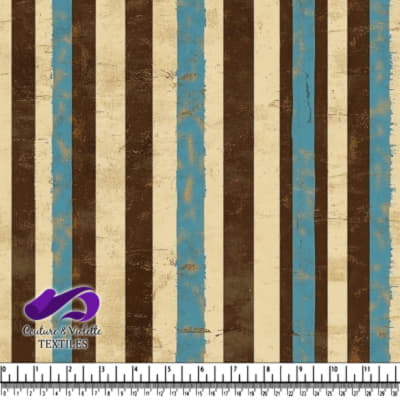 Rustic Blue and Brown Striped Fabric Pattern