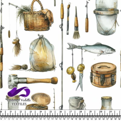 Vintage Fishing Gear and Tools Pattern