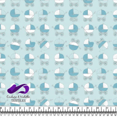 Vintage Blue Baby Carriage Pattern