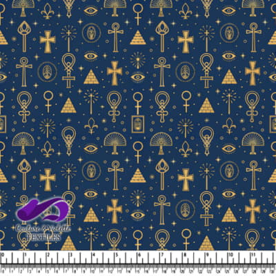 Motif de symboles égyptiens anciens sur fond bleu