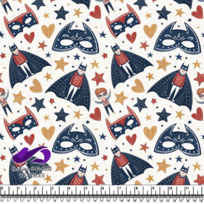 Motif Super-héros Garçon avec Étoiles et Cœurs