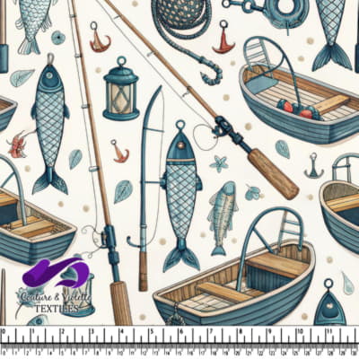 Motif Équipement de Pêche et Bateaux