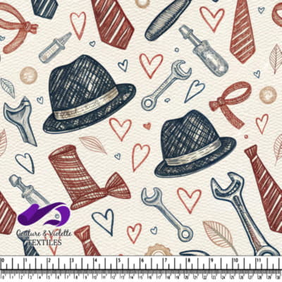 Motif Vintage de Chapeaux, Outils et Cœurs