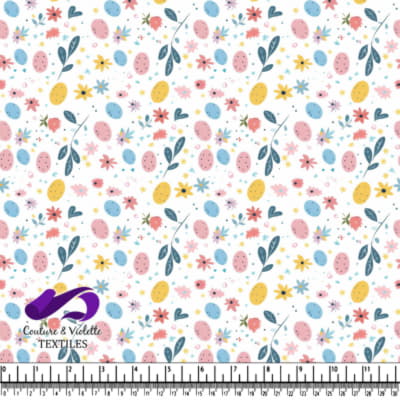 Motif de Pâques avec Oeufs Pastels et Fleurs