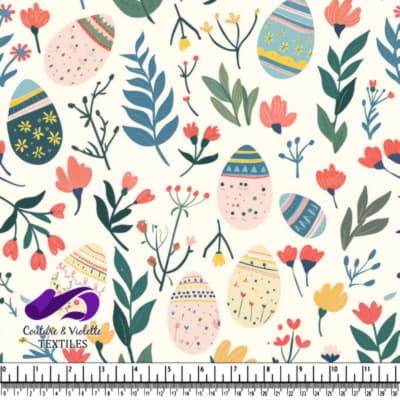 Motif Printanier Œufs de Pâques et Floraux