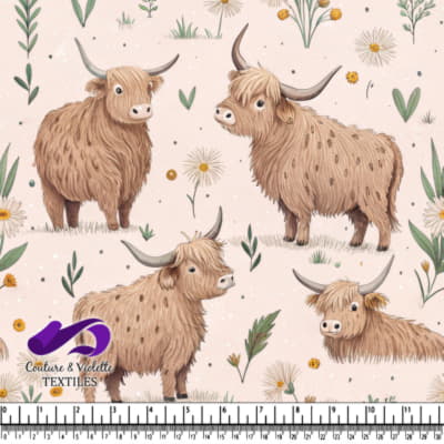 Tissu de Vache des Highlands dans la Prairie