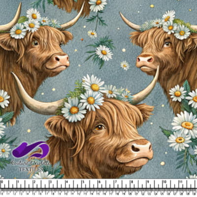 Vaches des Highlands avec Couronnes de Marguerites