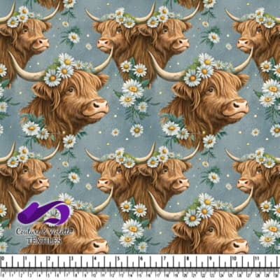 Vaches des Highlands avec Couronnes de Marguerites