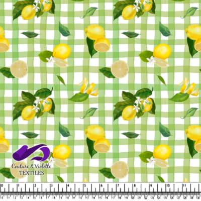 Motif de Citrons sur Fond Vichy Vert