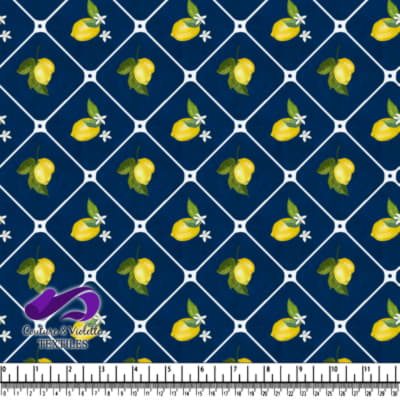 Motif de Citrons sur Fond Bleu Marine