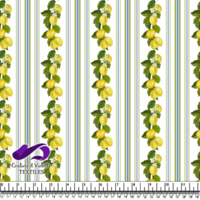 Motif de Vigne de Citron avec Rayures Verticales