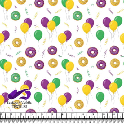 Motifs de Beignets et Ballons de Mardi Gras