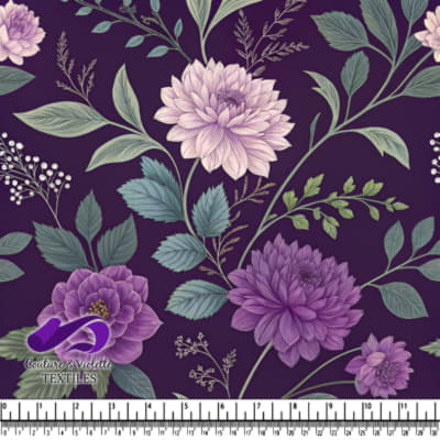 Motif Floral Violet sur Fond Sombre