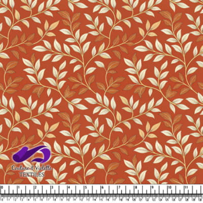 Motif de Feuilles d'Automne sur Fond Rouille