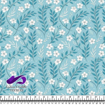 Motif Floral Bleu et Blanc