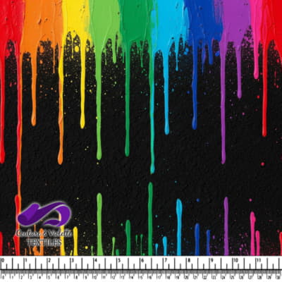Gouttes de Peinture Arc-en-Ciel sur Fond Noir