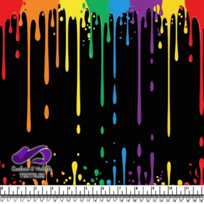 Gouttes de Peinture Arc-en-Ciel sur Fond Noir
