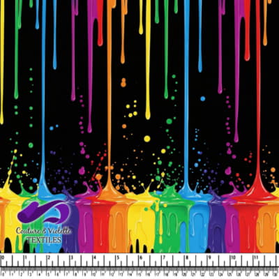Gouttes de Peinture Arc-en-Ciel sur Fond Noir