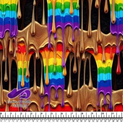 Motif de Gouttes d'Or et Arc-en-Ciel Fondant