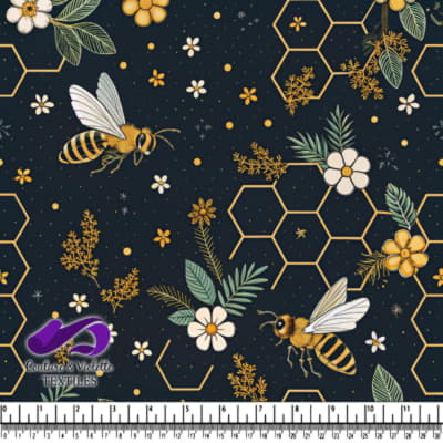 Motif floral en forme de ruche sur fond sombre