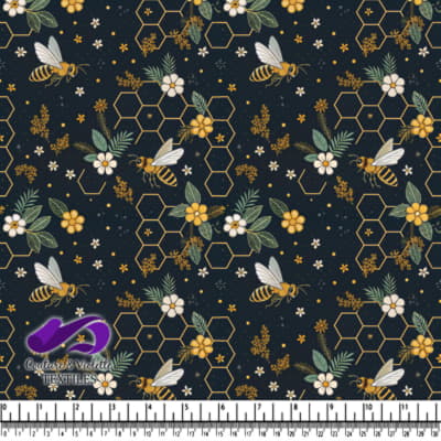 Motif floral en forme de ruche sur fond sombre