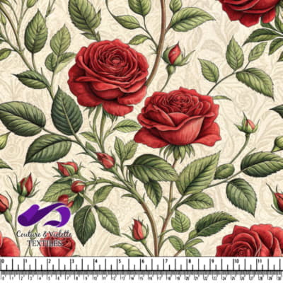 Motif Floral de Roses Rouges Vintage