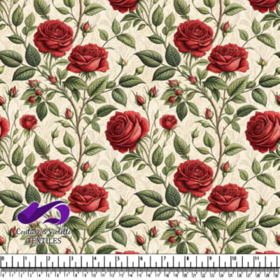 Motif Floral de Roses Rouges Vintage