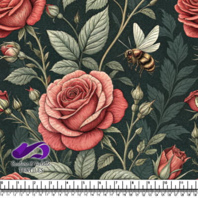 Motif de Roses Vintage et Abeilles