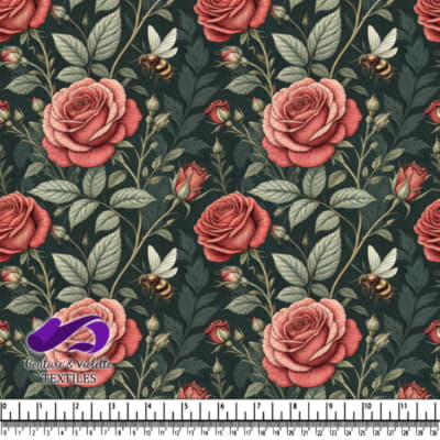 Motif de Roses Vintage et Abeilles