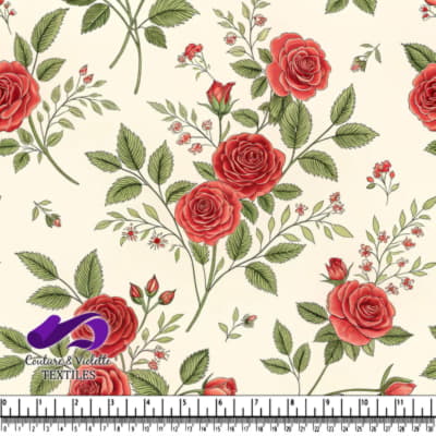 Motif Floral Vintage de Roses Rouges