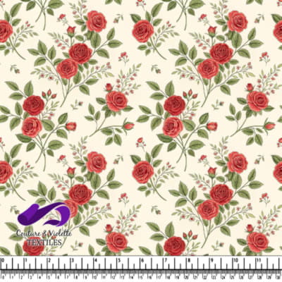 Motif Floral Vintage de Roses Rouges