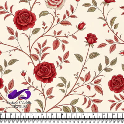 Motif Floral de Roses Rouges Vintage