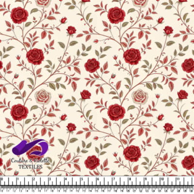 Motif Floral de Roses Rouges Vintage