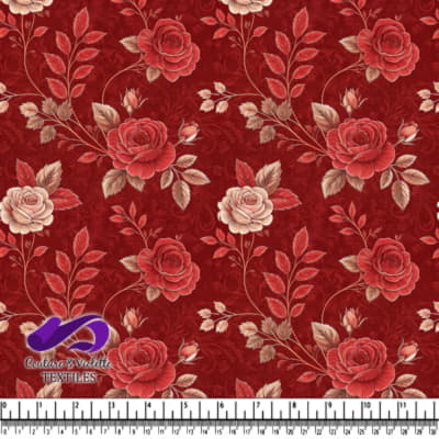Motif Floral de Roses Vintage Rouges