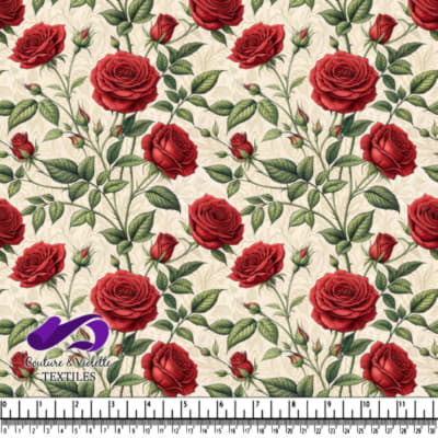 Motif de Roses Rouges Classiques sur Fond Crème