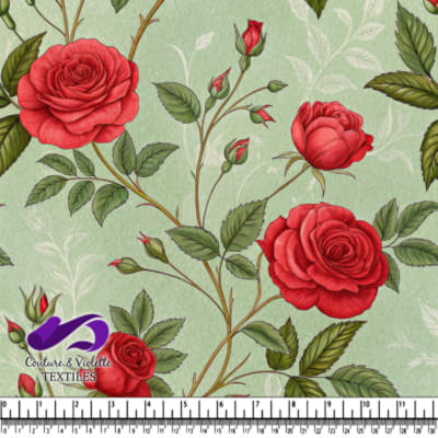 Roses Rouges Classiques sur Fond Vert
