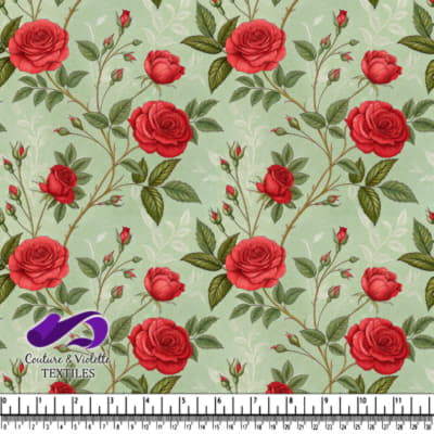 Roses Rouges Classiques sur Fond Vert
