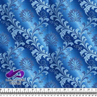 Imprimé Floral Bleu en Spirale