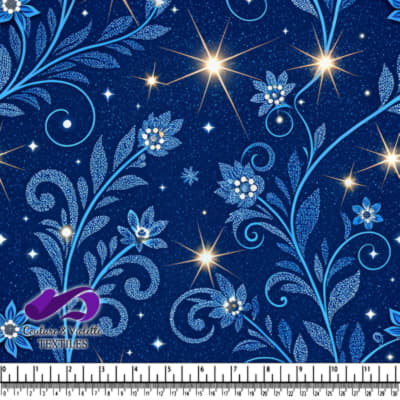 Motif Galactique Floral Blu