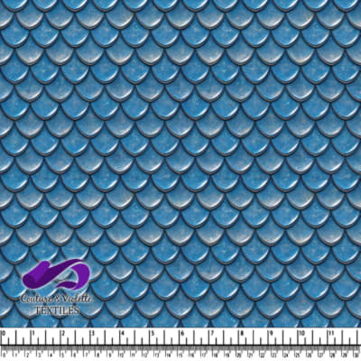 Tissu à Motif Écailles de Sirène Bleues