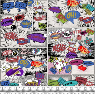 Comic book - Histoire en Mots Colorés sur Fond Blanc