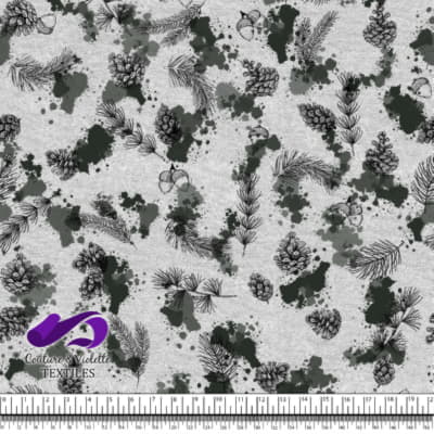 Taches de conifères et de sapins sur fond blanc