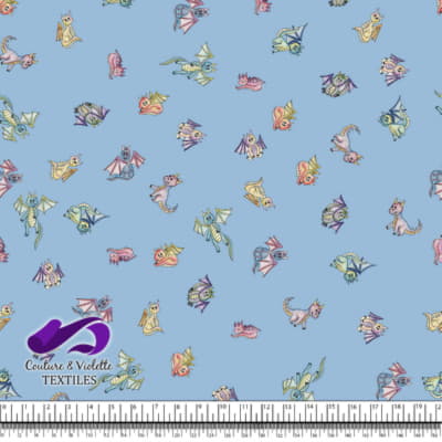 Dragons - Jolis dragons sur un fond bleu ciel clair