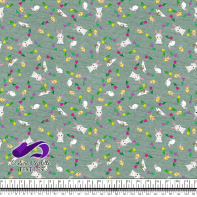 Pâques - Furets et amis avec des tulipes sur fond granit vert